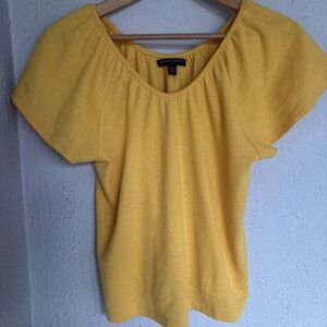 Banana Republic Mustard Yellow Flutter Sleeve Top Size XS